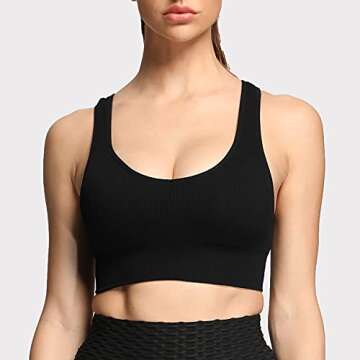Aoxjox Women's Ribbed Sports Bra - Comfort & Style for All