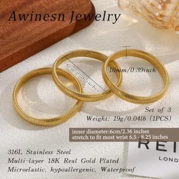 Awinesn Women’s Chunky Gold Bangles - Elegant & Versatile Jewelry
