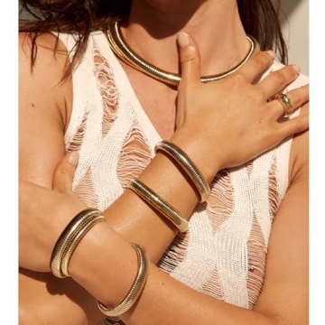 Awinesn Women’s Chunky Gold Bangles - Elegant & Versatile Jewelry