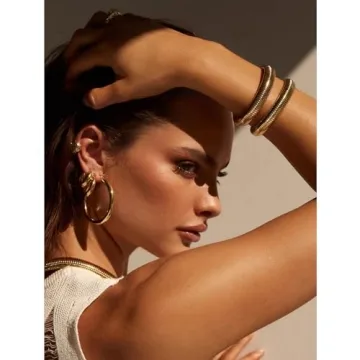 Awinesn Women’s Chunky Gold Bangles - Elegant & Versatile Jewelry