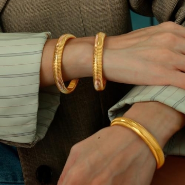 Awinesn Women’s Chunky Gold Bangles - Elegant & Versatile Jewelry
