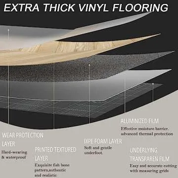 Oxdigi Peel and Stick Herringbone Vinyl Flooring Roll 23"x 118"/19 Sq.Ft, Self Adhesive Vinyl Floor Tiles Wood Plank Flooring Waterproof Wear-Resistant for Any Room, DIY Floor Coverings, Nature Wood