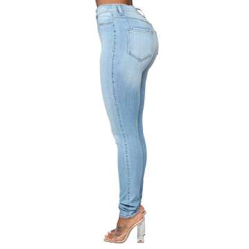 KUNMI High Waisted Stretch Slim Fit Denim Pants