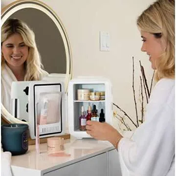 Stylish Cow Print 4L Mini Fridge for Skincare & Snacks