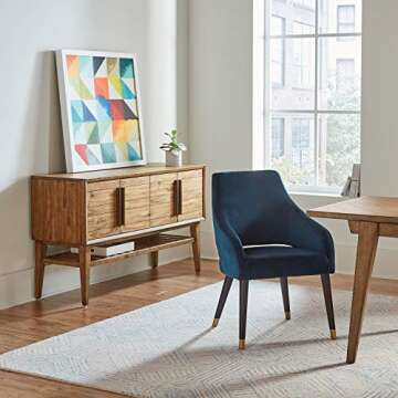 Amazon Brand – Rivet Fir Mid-Century Modern Velvet Dining Accent Chair, 23.6"W, Blue