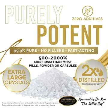 Gold Standard Organic Sulfur Crystals 1lb - 99.9% Pure MSM Crystals - Largest Granular Flakes Sulfur - 3rd Party Tested MSM Powder