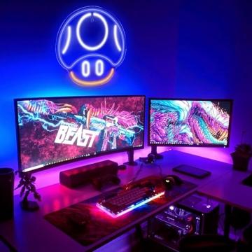 Gaming Mushroom Neon Sign for Boys and Kids Rooms