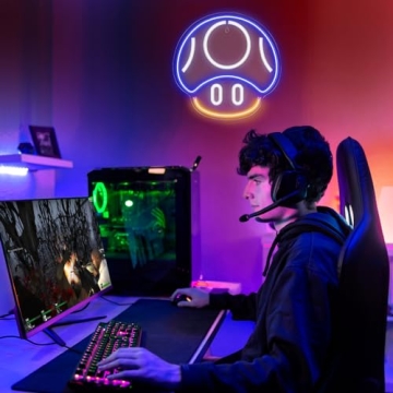 Gaming Mushroom Neon Sign for Boys and Kids Rooms