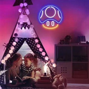 Gaming Mushroom Neon Sign for Boys and Kids Rooms