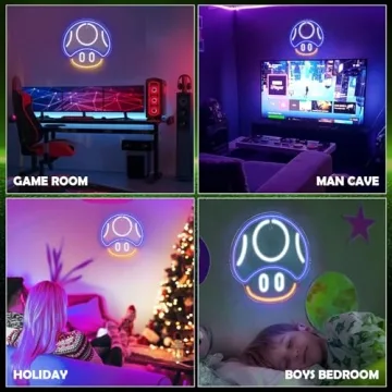 Gaming Mushroom Neon Sign for Boys and Kids Rooms