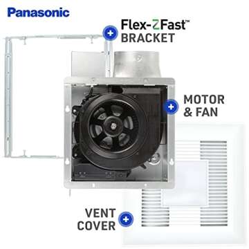 Panasonic FV-0510VSL1 WhisperValue DC Ventilation Fan - Energy-Saving Bathroom Fan with LED Light - 50-80-100 CFM