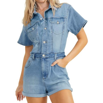 Stylish PLNOTME Women's Summer Denim Rompers for Every Occasion