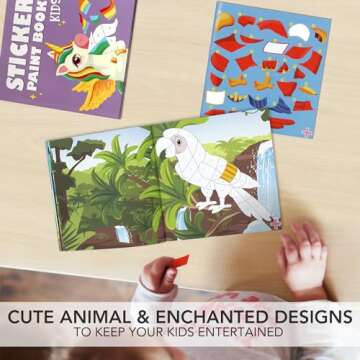 Fun Paint with Sticker Books for Kids Set of 2 - Entertaining Sticker Activity with Vibrant Themes Keeps Kids Ages 4-8 Busy - Perfect Puzzle to Learn Shapes and Numbers at Home or Travelling