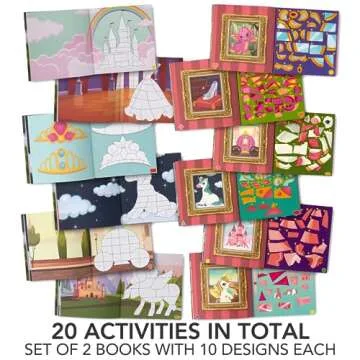 Fun Paint with Sticker Books for Kids Set of 2 - Entertaining Sticker Activity with Vibrant Themes Keeps Kids Ages 4-8 Busy - Perfect Puzzle to Learn Shapes and Numbers at Home or Travelling