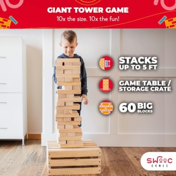 Buy Giant Tower Game - 60 Blocks for Outdoor Fun