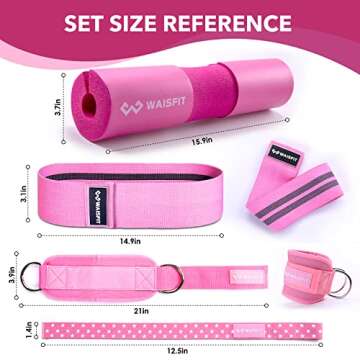 Gym Barbell Pad Set for Women and Men Gym Equipment, Barbell Pad Gym Essentials Women, Gym Accessories for Women with Barbell Pad, Resistance Bands, Ankle Safety Straps, Lifting Strap and Carry Bag