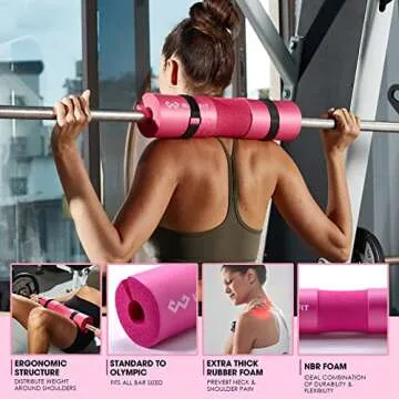 Gym Barbell Pad Set for Women and Men Gym Equipment, Barbell Pad Gym Essentials Women, Gym Accessories for Women with Barbell Pad, Resistance Bands, Ankle Safety Straps, Lifting Strap and Carry Bag