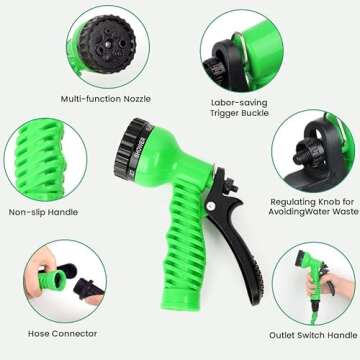 Garden Hose Water Pipe Expandable - Water Hose with 7 Function Spray Nozzle, 50FT Retractable Garden Hoses Water Pipe for Gardening Car Pet Washing.A8172