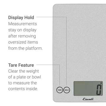 Escali Arti Glass Food Scale Digital Countertop Kitchen, Baking and Cooking Scale with Nutrition and...