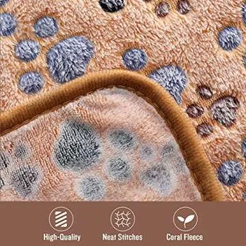 1 Pack 3 Blankets Super Soft Fluffy Premium Fleece Pet Blanket Flannel Throw for Dog Puppy Cat Paw Brown/Pink/White Medium(30x20 inch)