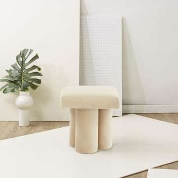 SAFAVIEH Couture Collection Deangelo Mid-Century Modern Light Brown Velvet Ottoman (Fully Assembled)