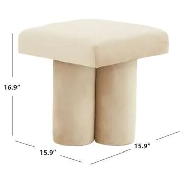 SAFAVIEH Couture Collection Deangelo Mid-Century Modern Light Brown Velvet Ottoman (Fully Assembled)