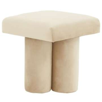 SAFAVIEH Couture Collection Deangelo Mid-Century Modern Light Brown Velvet Ottoman (Fully Assembled)
