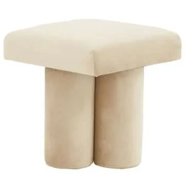 SAFAVIEH Couture Collection Deangelo Mid-Century Modern Light Brown Velvet Ottoman (Fully Assembled)
