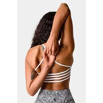 Kamo Fitness Iris Strappy Sports Bra for Women Light Support Backless Crop Top Removable Padding Open Back (White, S)
