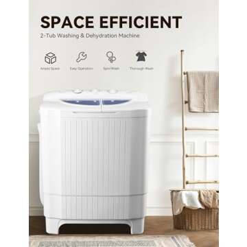 Cucina Magica 28Lbs Twin Tub Semi-Automatic Washing Machine - Portable Washing Machine with Drain Pump, Efficient Laundry Machine and Spin Drying for Home, Apartments and Dorms, RVs
