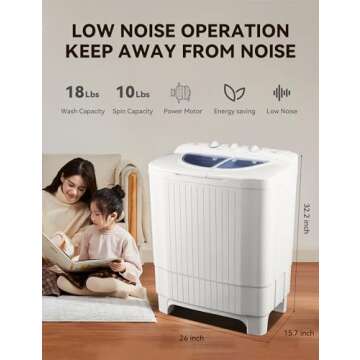 Cucina Magica 28Lbs Twin Tub Semi-Automatic Washing Machine - Portable Washing Machine with Drain Pump, Efficient Laundry Machine and Spin Drying for Home, Apartments and Dorms, RVs