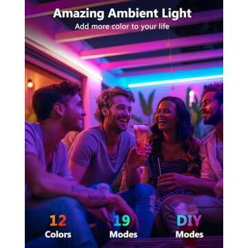 HitLights LED Strip Lights, 4 Pre-Cut Waterproof RGB Small LED Light Strip Kit Dimmable Color Changi...