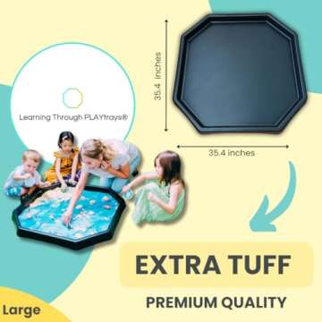 Learning Through PLAYtrays TUFF Tray Large Black, Textured Sensory Tray, Extra TUFF Premium Quality,...
