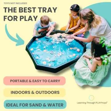 Learning Through PLAYtrays TUFF Tray Large Black, Textured Sensory Tray, Extra TUFF Premium Quality, Portable Sand Box, Sensory Table LTP Stand Not Included