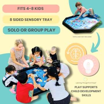 Learning Through PLAYtrays TUFF Tray Large Black, Textured Sensory Tray, Extra TUFF Premium Quality, Portable Sand Box, Sensory Table LTP Stand Not Included