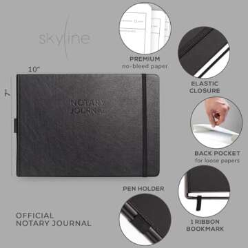 Skyline Notary Journal – Official Notary Public Record Book with Numbered Pages – Log Book for N...