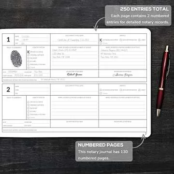 Skyline Notary Journal - Durable Notary Record Book 250 Entries