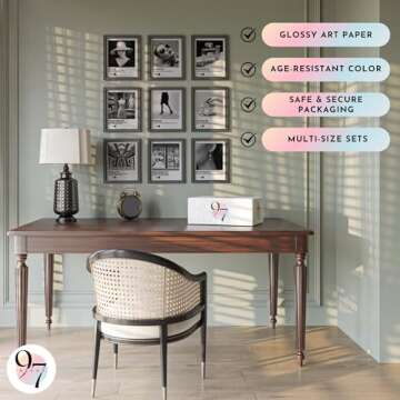 97 Decor Boujee Room Decor - Black And White Wall Art Posters, Black And White Pictures for Wall Decor, Vintage Fashion Prints Photos Artwork, Black Room Decorations for Women (8x10 UNFRAMED)