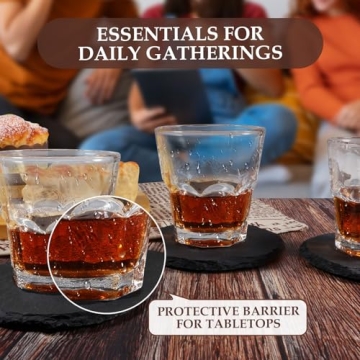 Elegant Slate Drink Coasters with Metal Holder for Home