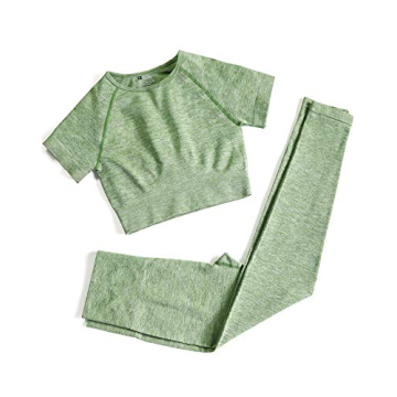 PINKSAVIOR Workout Sets for Women Two Piece Outfits Seamless High Waist Leggings Yoga Crop Tops Athl...