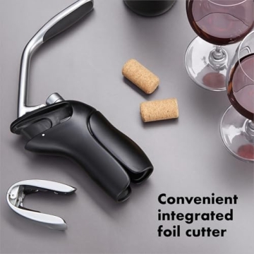 OXO Steel Vertical Lever Corkscrew with Removable Foil Cutter