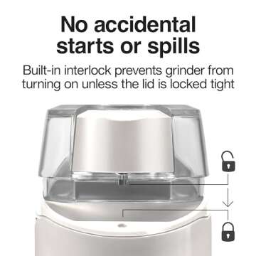 Proctor Silex Electric Coffee Grinder for Beans, Spices and More, Stainless Steel Blades, 12 Cups, White