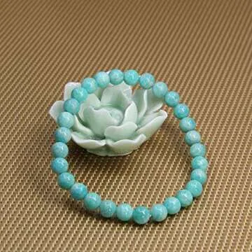 Natural Brazilian Amazonite Gemstone 6mm Round Beads Stretch Bracelet 7" Unisex