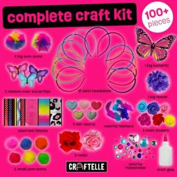 Headband Making Kit for Girls - Make Your Own Fashion Headbands - Hair Accessories Girls Crafts Ages 5-7 - DIY Arts and Crafts Birthday Gifts for 5 6 7+ Year Old Girls – 5 6 7 Year Old Girl Gift Ideas