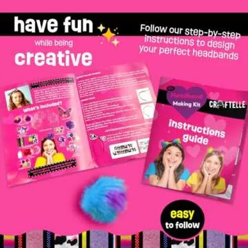 Headband Making Kit for Girls - Make Your Own Fashion Headbands - Hair Accessories Girls Crafts Ages 5-7 - DIY Arts and Crafts Birthday Gifts for 5 6 7+ Year Old Girls – 5 6 7 Year Old Girl Gift Ideas