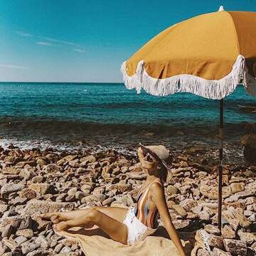 Stylish Boho Beach Umbrella - UPF 50+ Protection