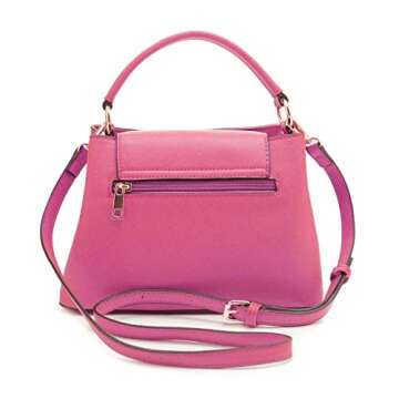 EVVE Women's Small Satchel Bag Classic Top Handle Purses Fashion Crossbody Handbags with Shoulder Strap | FUCHSIA1