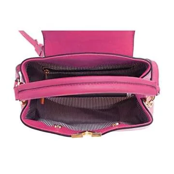EVVE Women's Small Satchel Bag Classic Top Handle Purses Fashion Crossbody Handbags with Shoulder Strap | FUCHSIA1