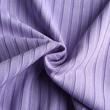 Purple High Waist Ribbed Knit Flare Pants for Women