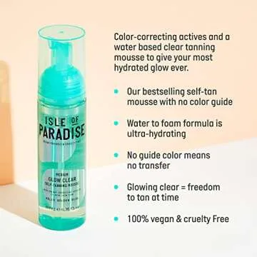 Isle of Paradise Glow Clear Self-Tanning Mousse, Medium - Vegan Tanning Foam